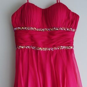 Hot pink prom dress with crystals